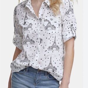 Karl Lagerfeld White Shirt with Eiffel Tower Print